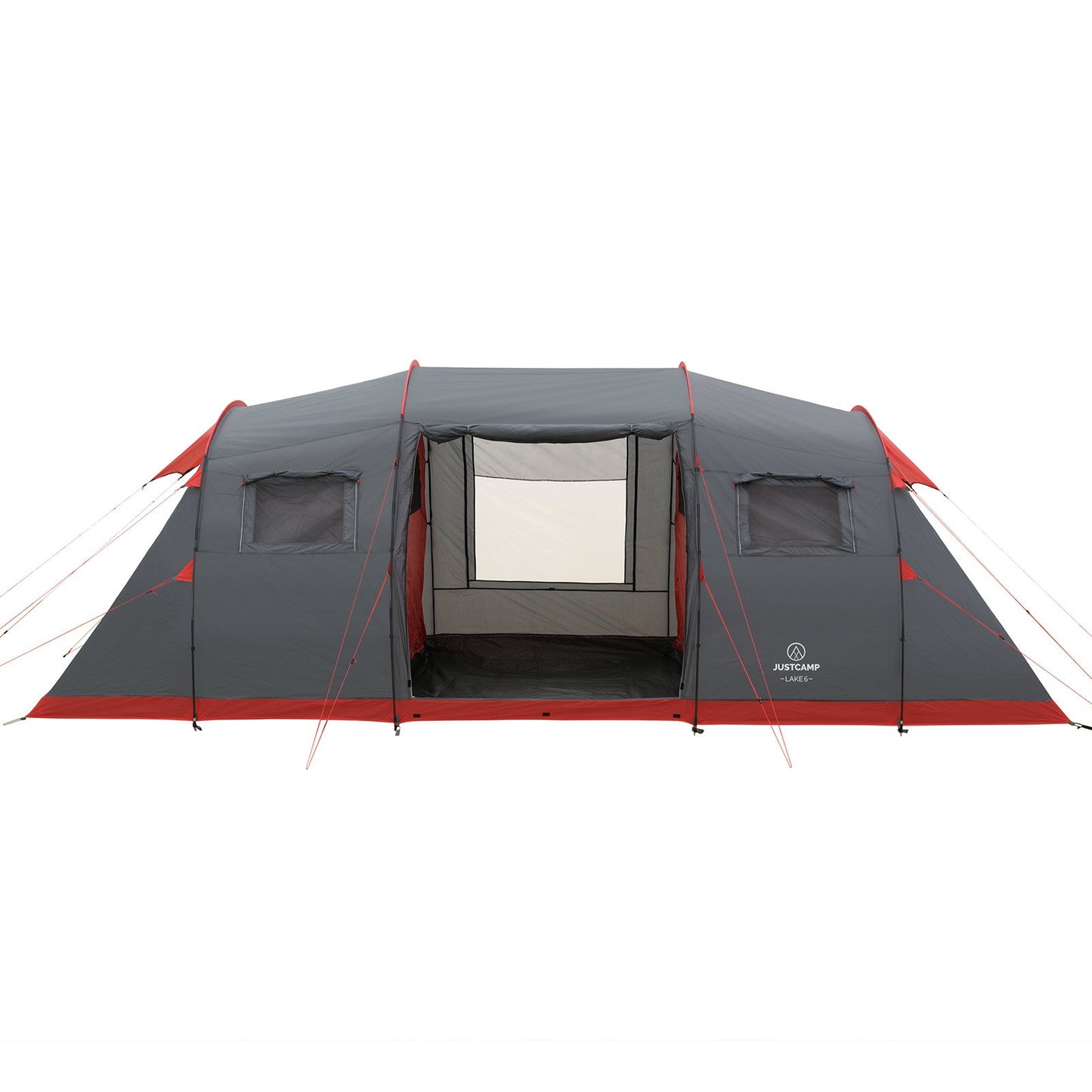 Justcamp Lake 6 Camping Tent, family tent for 6 people, 2 sleeping cabins, tunnel tent with standing height, large, stable, waterproof for festivals, XXL dome tent, portable with carrying bag, tent for families.