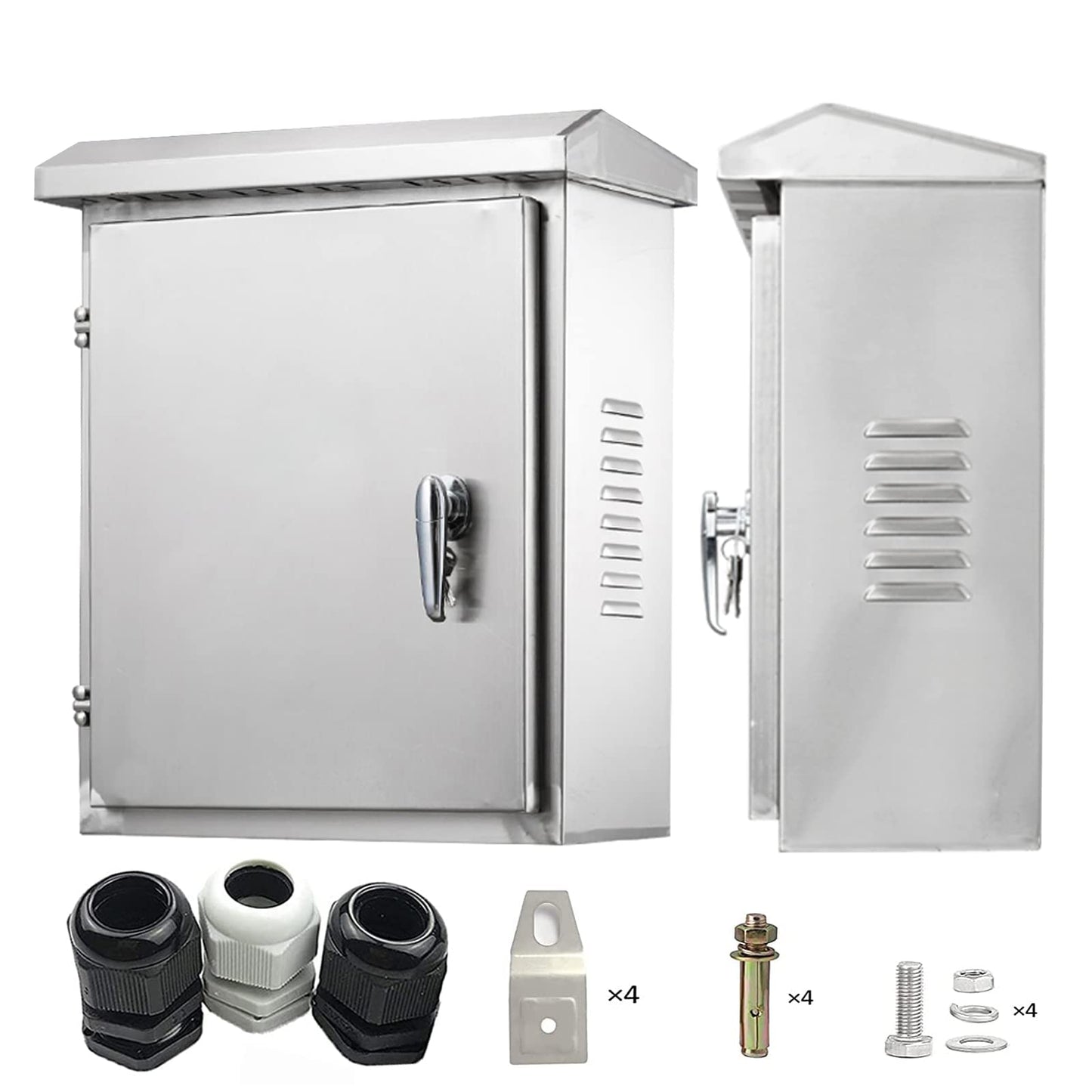 AXOTEN 304 Stainless Steel Control Cabinet Distribution Box 40X30X14CM Outdoor Waterproof, Wall Mounted Electrical Distributor