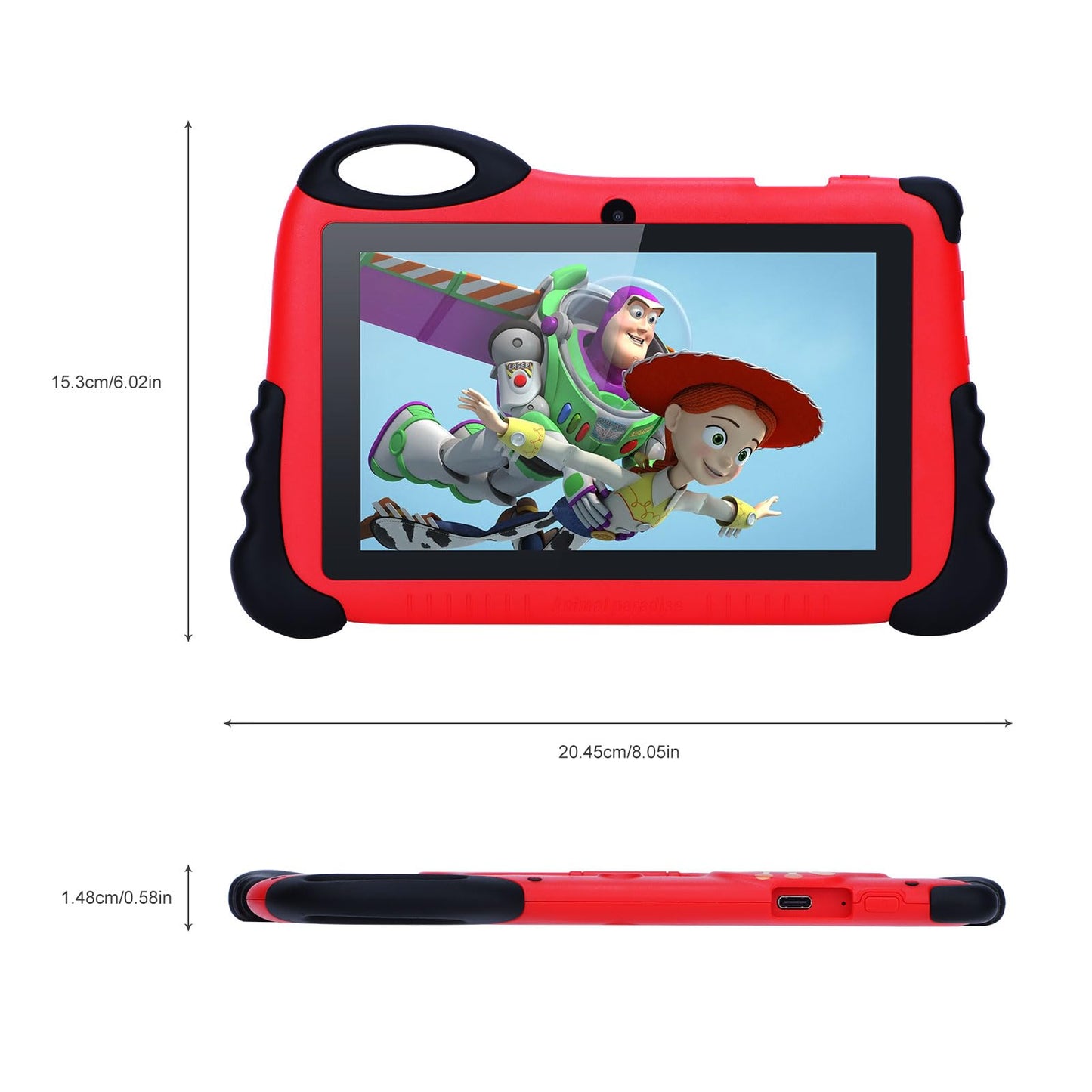 C idea Children's Tablet for ages 3 and up, Android 13 Kids Tablet for toddlers, 7-inch Kids Tablet with 4GB RAM 32GB ROM (512GB TF) HD IPS Safety Eye Protection as a gift for boys and girls (Red)