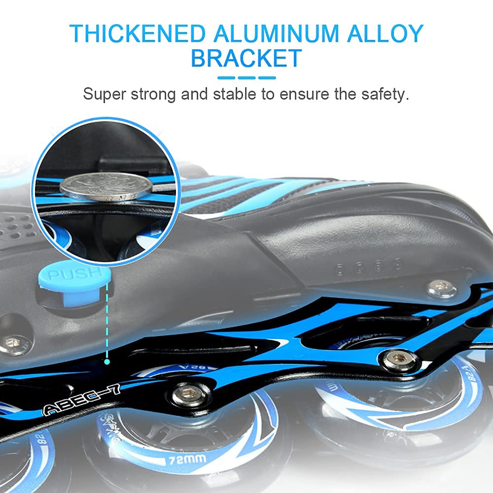 Lixada Inline Skates Kids Adjustable Inline Skates with LED PU Wheels Roller Skates Gift for Kids Teens, Boys Girls Beginners Men Women, Size 28-33/34-37/38-41