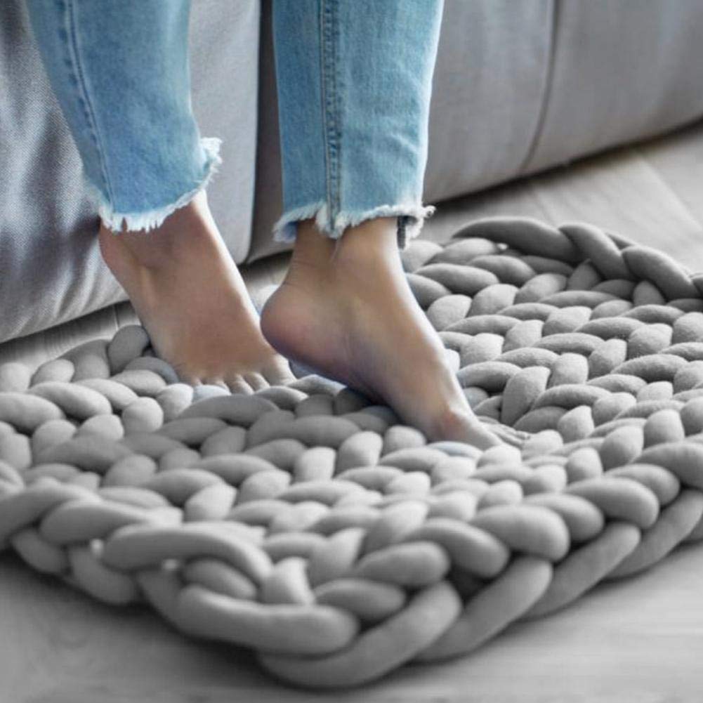 YONII Core Yarn Multi Soft Bulky Arm Knit Wool Roving Crochet DIY Hand Chunky Knit Blanket Yarn for Giant Chunky Knitting Throw Sofa Blanket Crafts (Light Grey, 1KG)