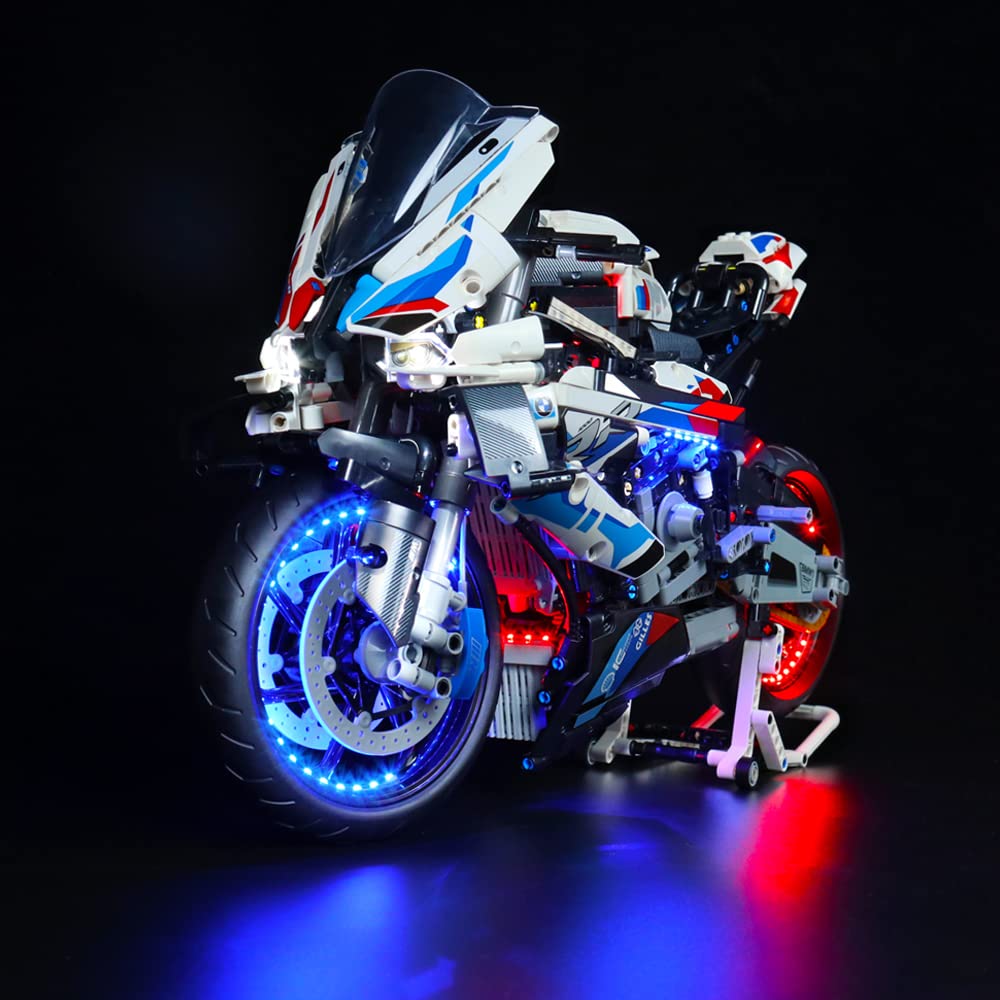 LocoLee LED light set compatible with LEGO BMW M 1000 RR, decoration LED lighting set compatible with LEGO 42130 Technic BMW light kit, lights only - SE version (remote control version)