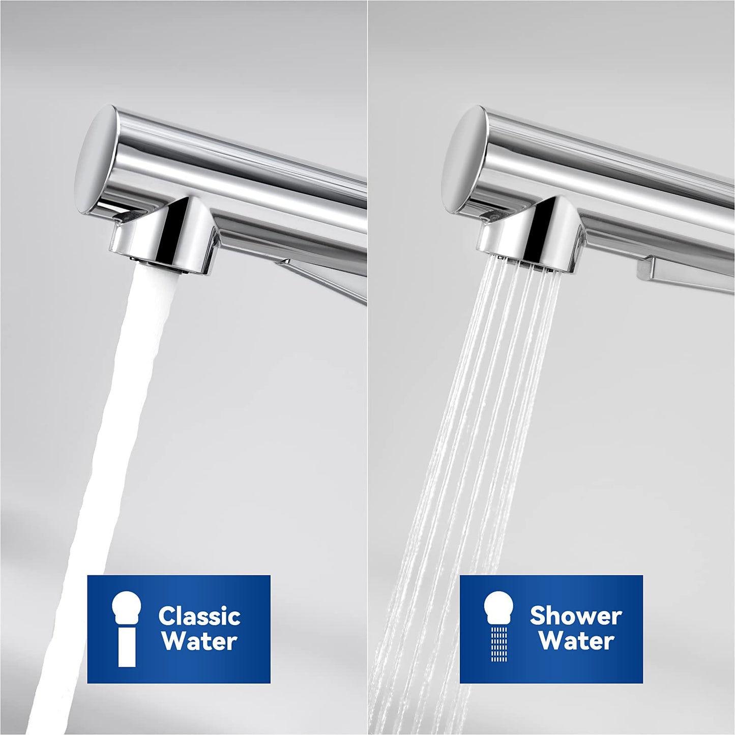 Pull-Out Kitchen Faucet, CECIPA High Pressure Kitchen Tap with Sprayer, Kitchen Mixer Tap with 2 Spray Modes, Single Lever Sink Mixer Stainless Steel Brushed, 360° Rotatable, Chrome