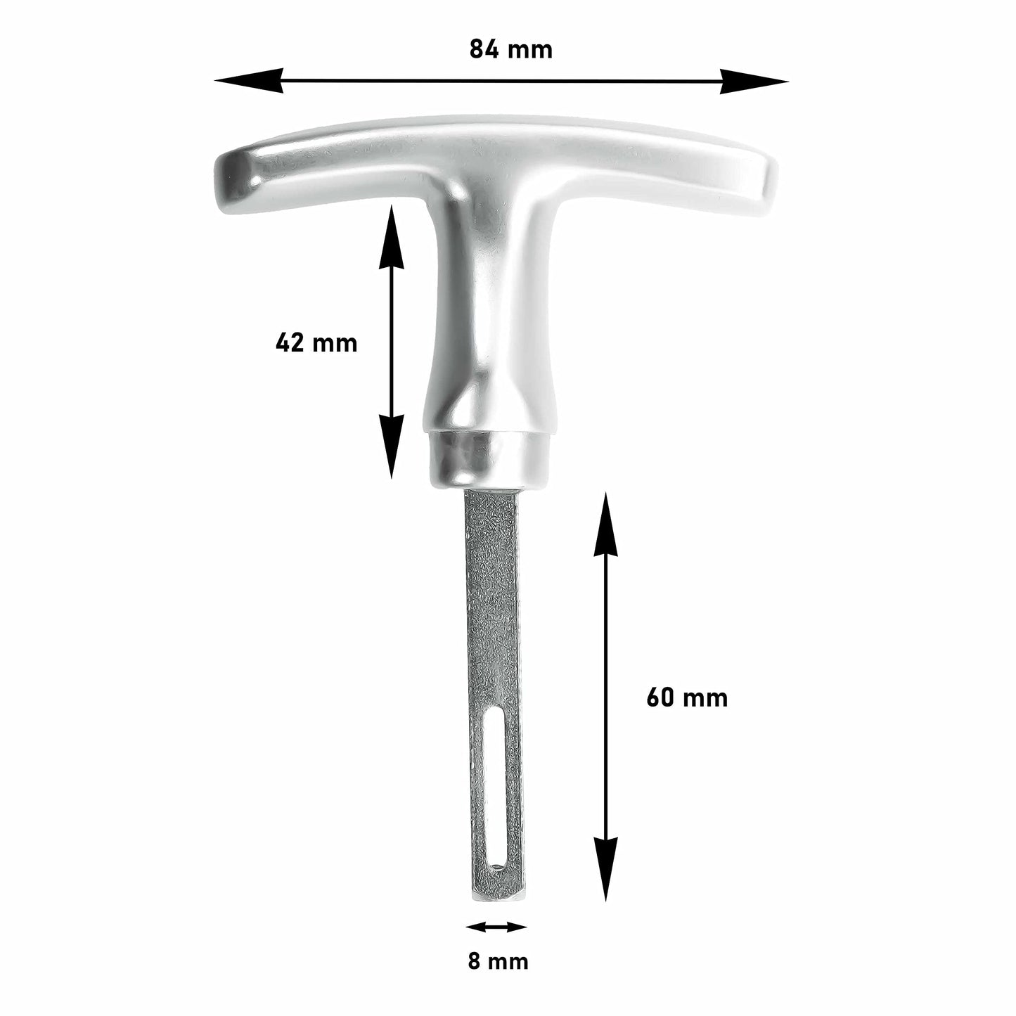 INTRA-TEC garage door handle with interior handle, aluminum F1, ergonomic, 8x60 mm set.