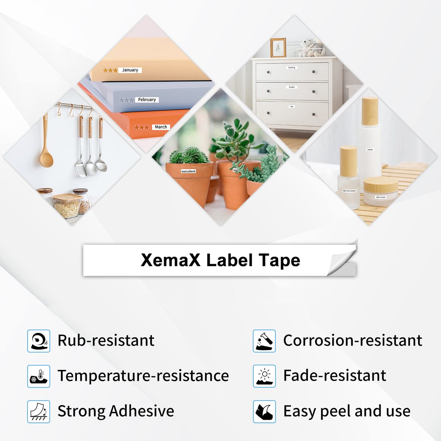 6 x XemaX Compatible M-K221S 9mm 3/8 Brother Replacement for Brother M-K221S M-K221 MK221S MK 221S Brother P-Touch 60 Tapes 9mm for Brother PT-65 PT-90 PT-80 PT-55 PT-60 PT-85 PT-M95, Black on White