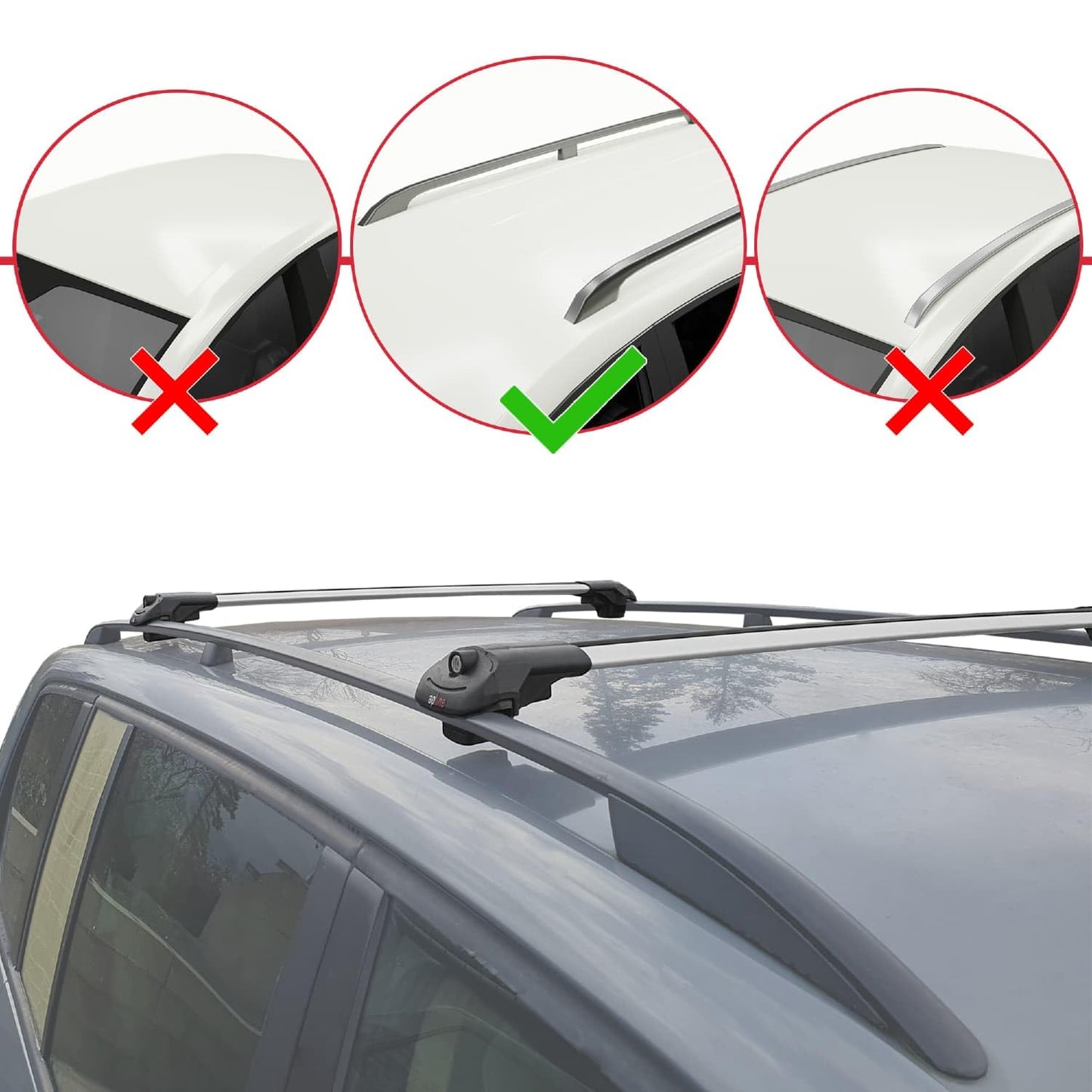 Alpine compatible with Ford Kuga 2 (C520) 2013-2019 ACE-1 Roof Rack Roof Rack Car Luggage Rack Gray Aluminum 2 Bars