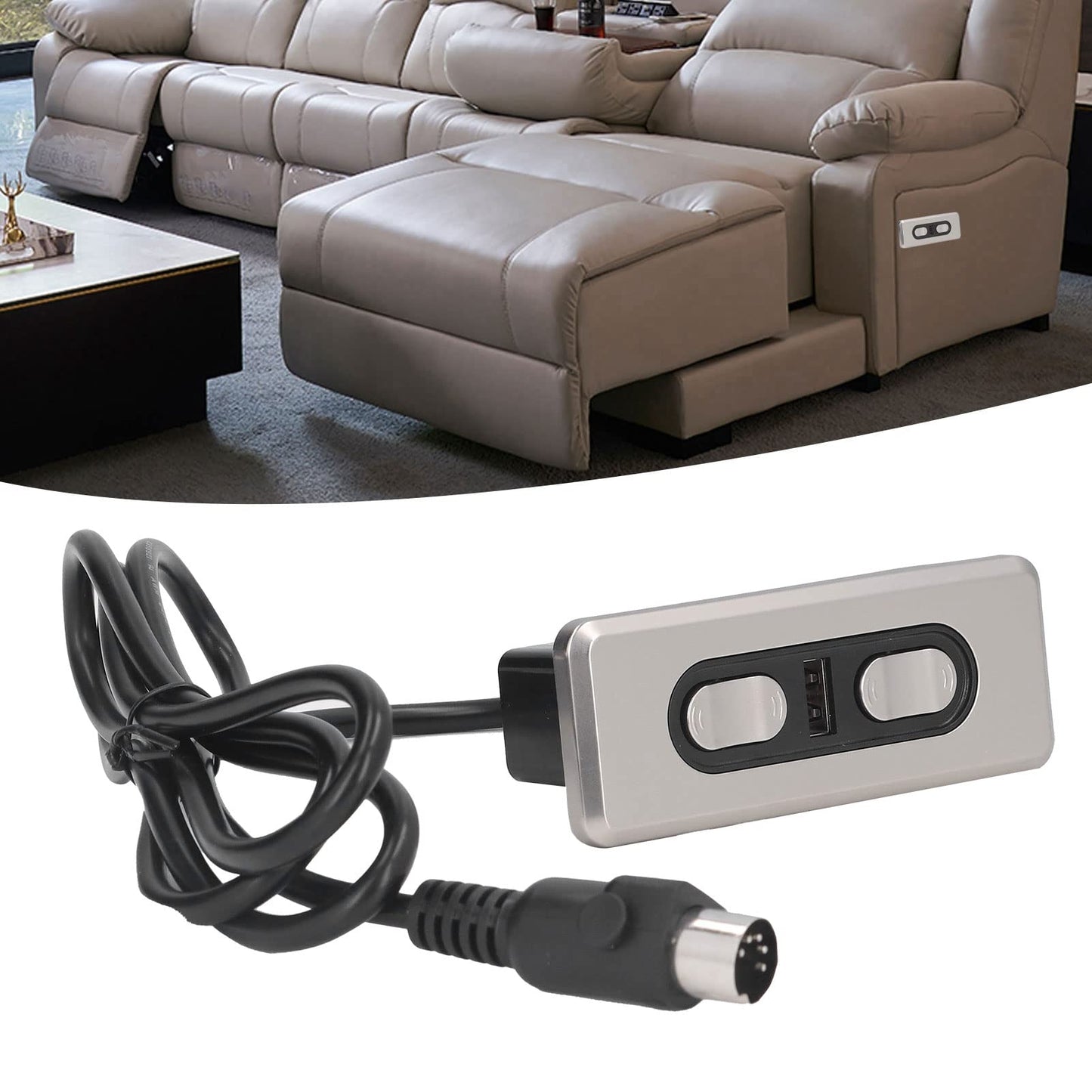 Electric sofa remote control, dual motor control, USB charging port, for lift chairs and recliners.