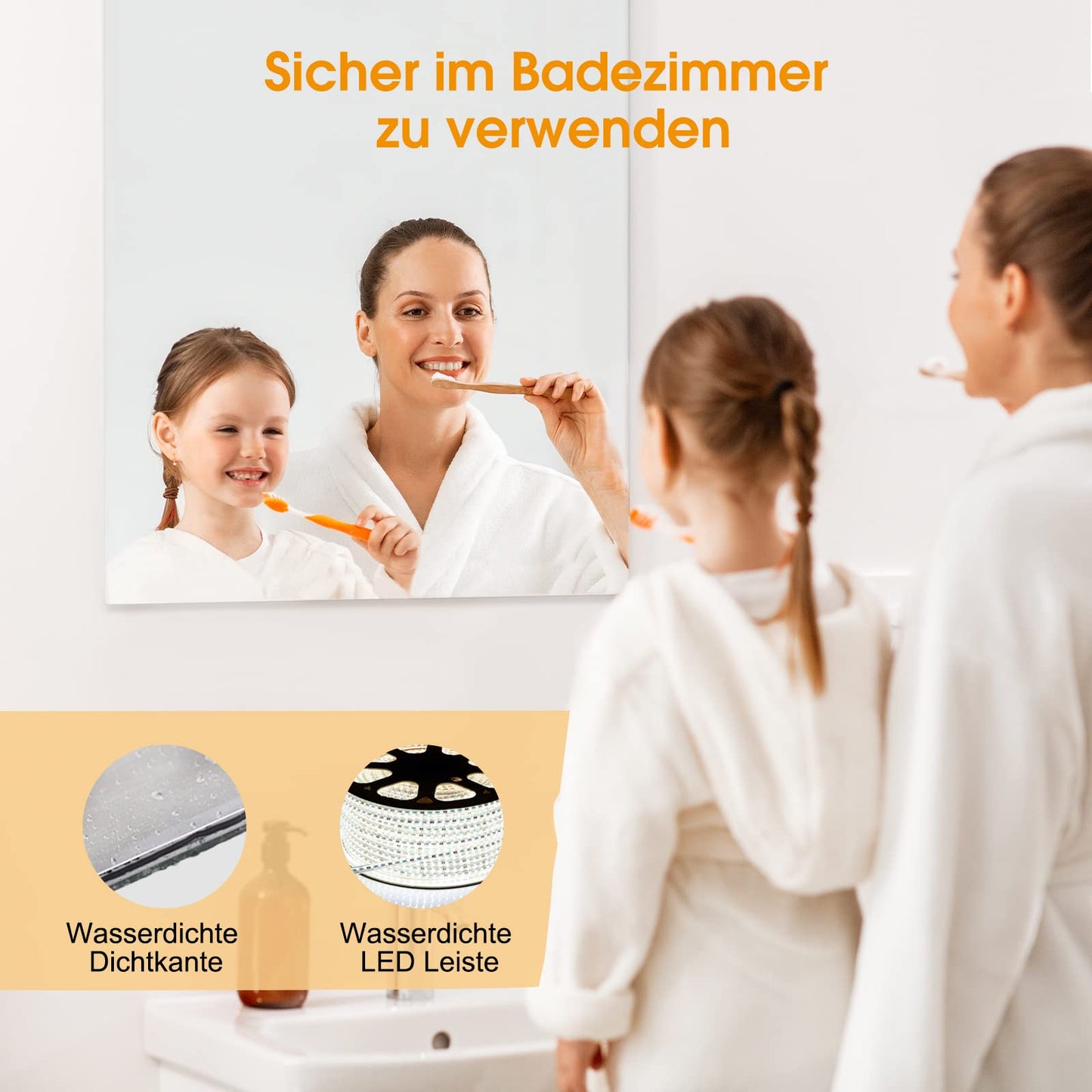 byecold Infrared Heater Mirror 580W Wall Mounted with LED (100x60cm), Mirror Heating Electric Infrared, Electric Bathroom Mirror Heater, Fog-Free Bathroom Mirror with Overheat Protection Heating Plate