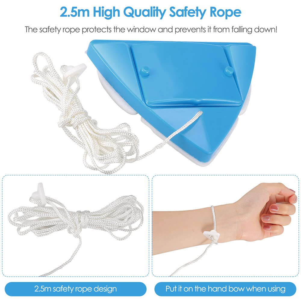 InLoveArts Magnetic Window Cleaner Double-sided Window Cleaner 5 Files Glass Wiper for Windows for Double Glazed High-rise Windows with a Thickness of 4 to 28mm (Blue)