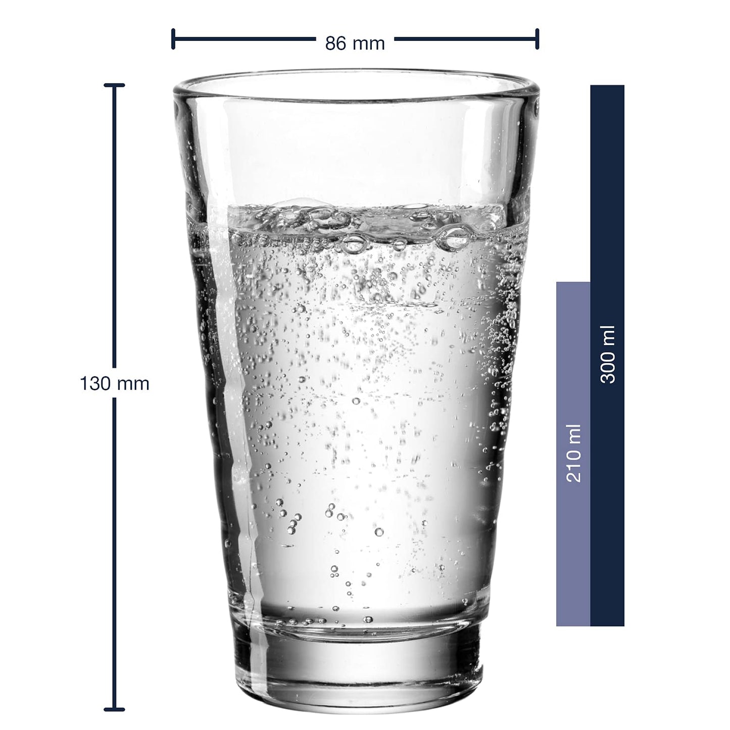 LEONARDO HOME Onda water glasses, 12 pieces (1 pack), dishwasher-safe juice glasses, glass drinking cups with pattern, 12 pieces, 210 ml, 300 ml, clear, 011019