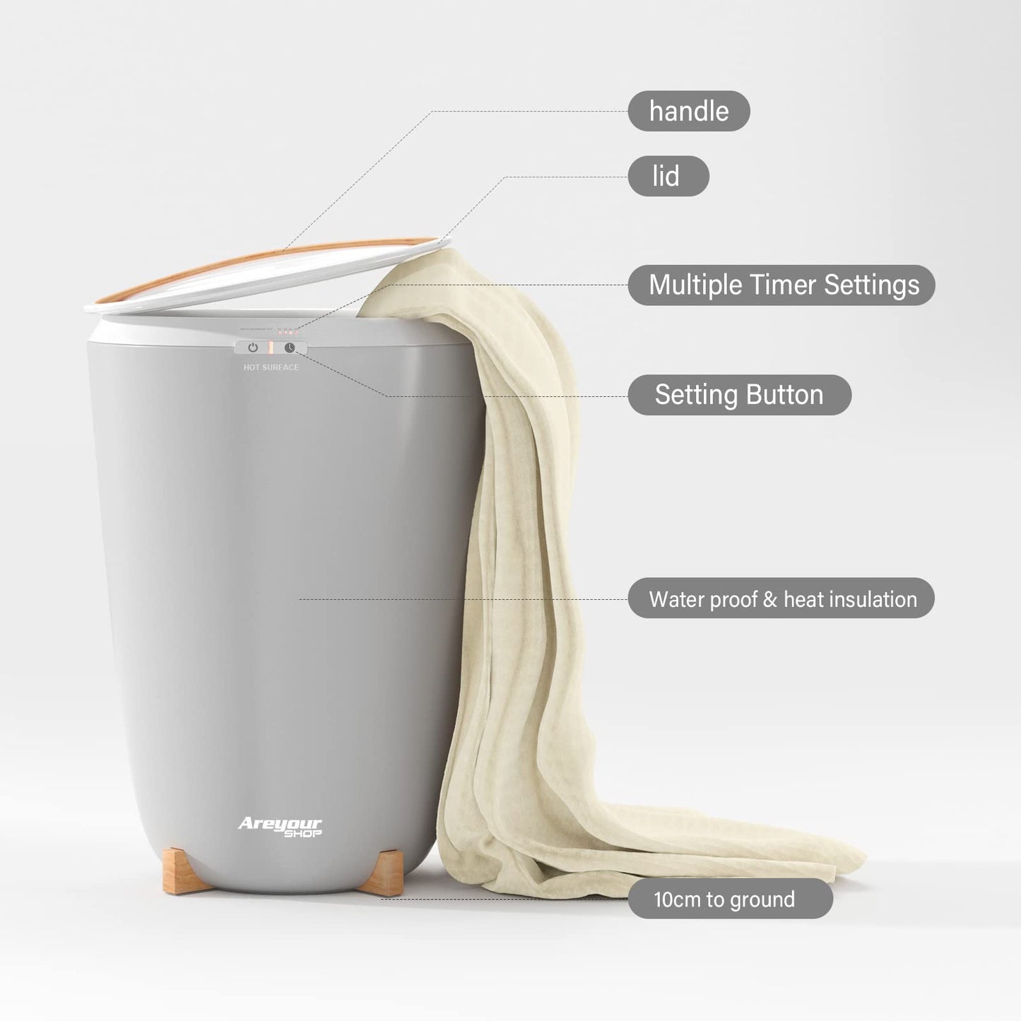 Areyourshop Towel Warmer, 20L Bucket Style Bathroom Electric Hot Towel Steamer for Home. Fast Heating, Vertical Thermostat Towel Heater.