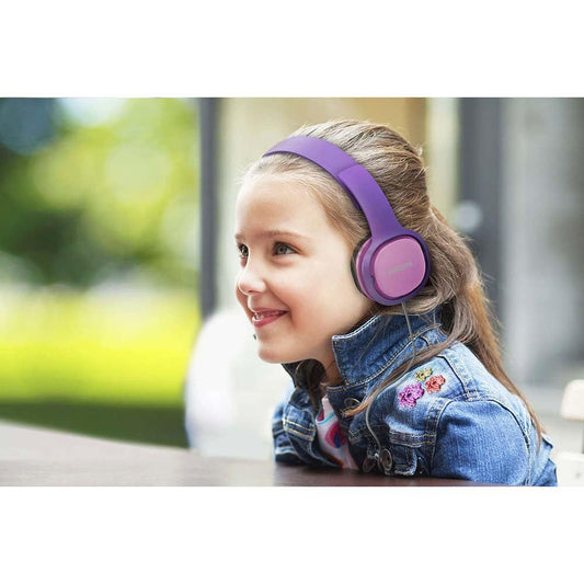 Philips SHK2000PK/00 Over Ear Kids Headphones, Colorful LED lights, 85dB volume limit, Noise-isolating, with soft ear cushions, Ergonomic headband (Pink)