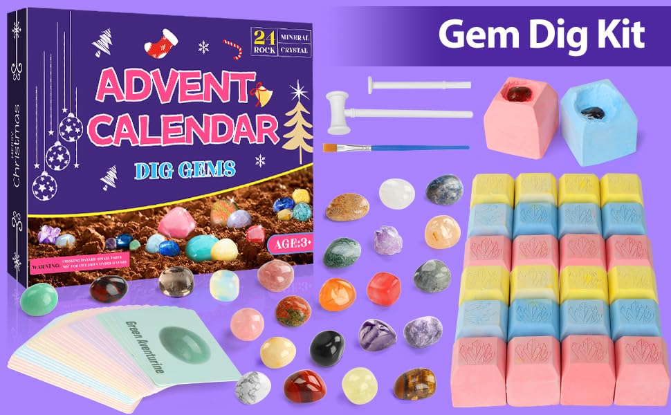 Advent calendar 2024 for kids Crystals, 24 days of Christmas Advent calendar countdown surprises, Natural gemstones the best gift for boys, girls, and geology enthusiasts (#4)