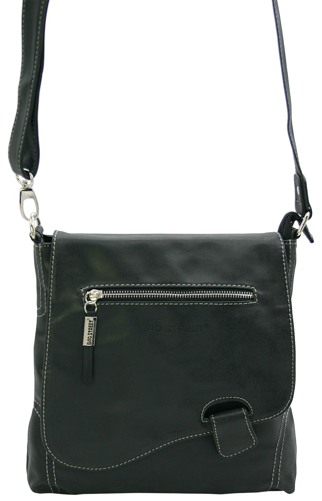 BAG STREET - Women's handbag with flap magnetic closure and zipper - 4 liters volume - Shoulder bag - Crossbody bag
