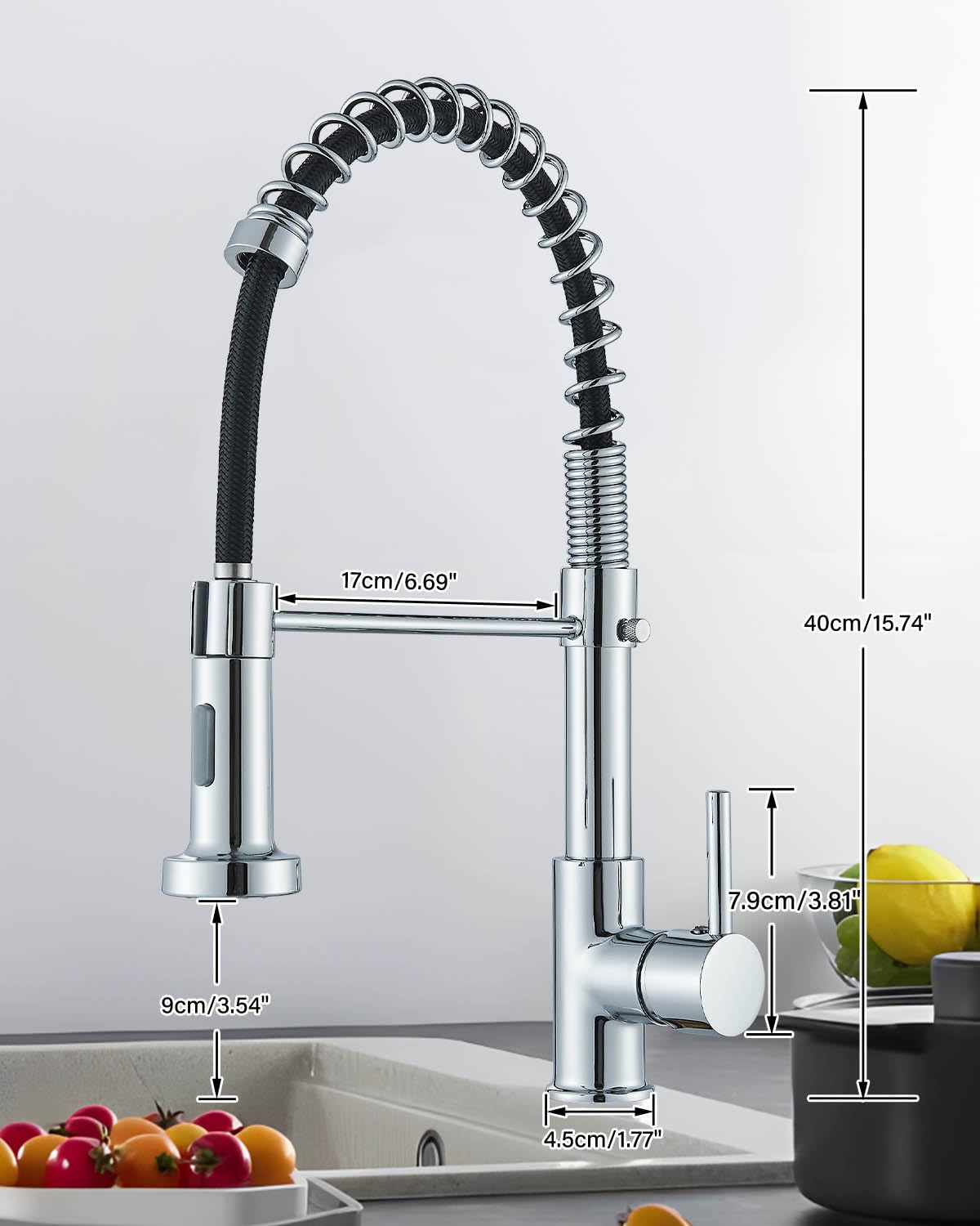 Hbronze shower kitchen faucet with pull-out sprayer, 360° swivel kitchen faucet, single handle sink faucet, high pressure stainless steel kitchen mixer tap, galvanic.