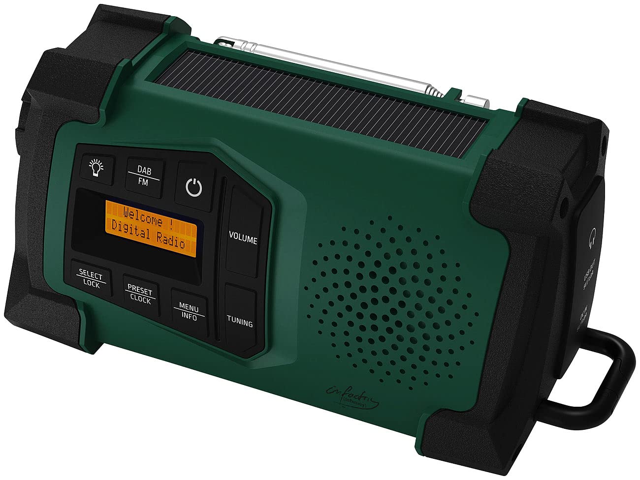 infactory Dynamo Radio: Mobile hand crank radio with DAB+, EWF function, solar panel, LED, USB (radio with hand crank, DAB solar radio, speaker iPad)