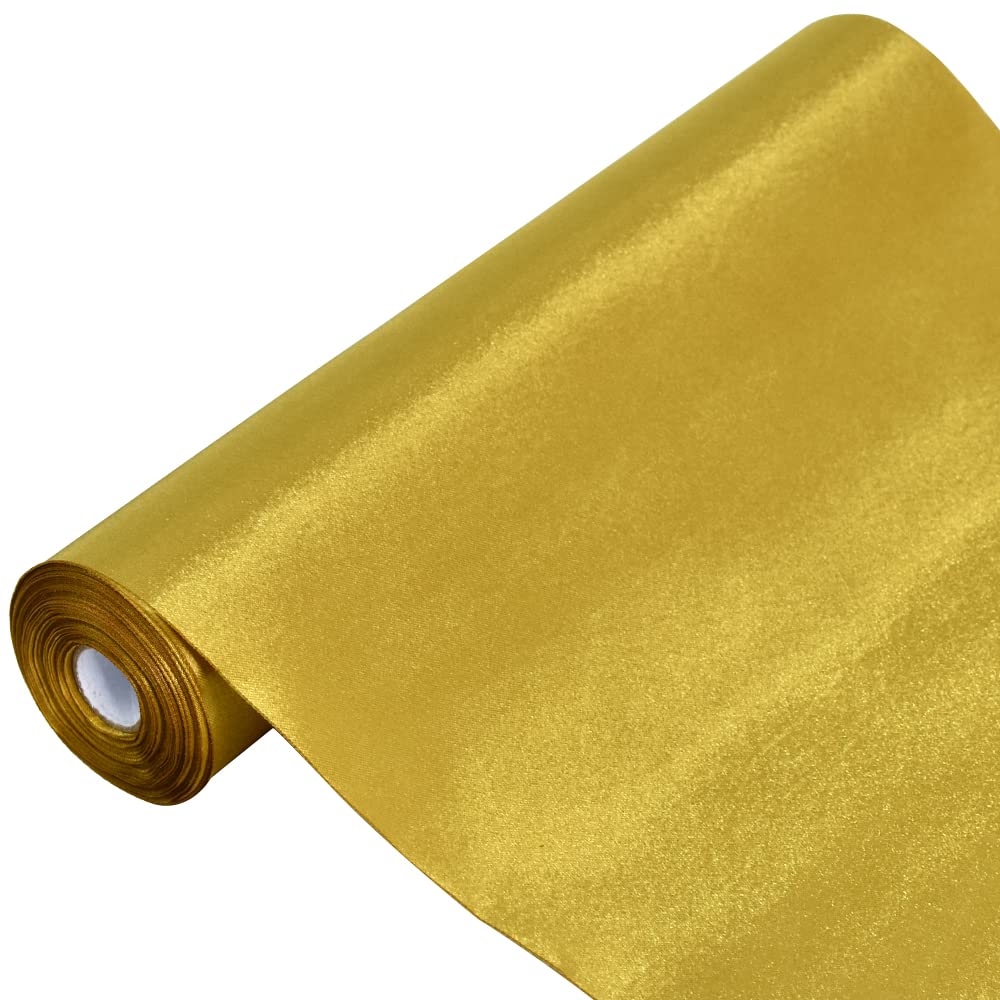 TONIFUL 25.4 cmx9.1 m, dark gold satin ribbon, extra wide Christmas ribbon for outdoor use, ribbon cutting ceremony, grand opening ribbon, table runner, gift wrapping, wedding decoration