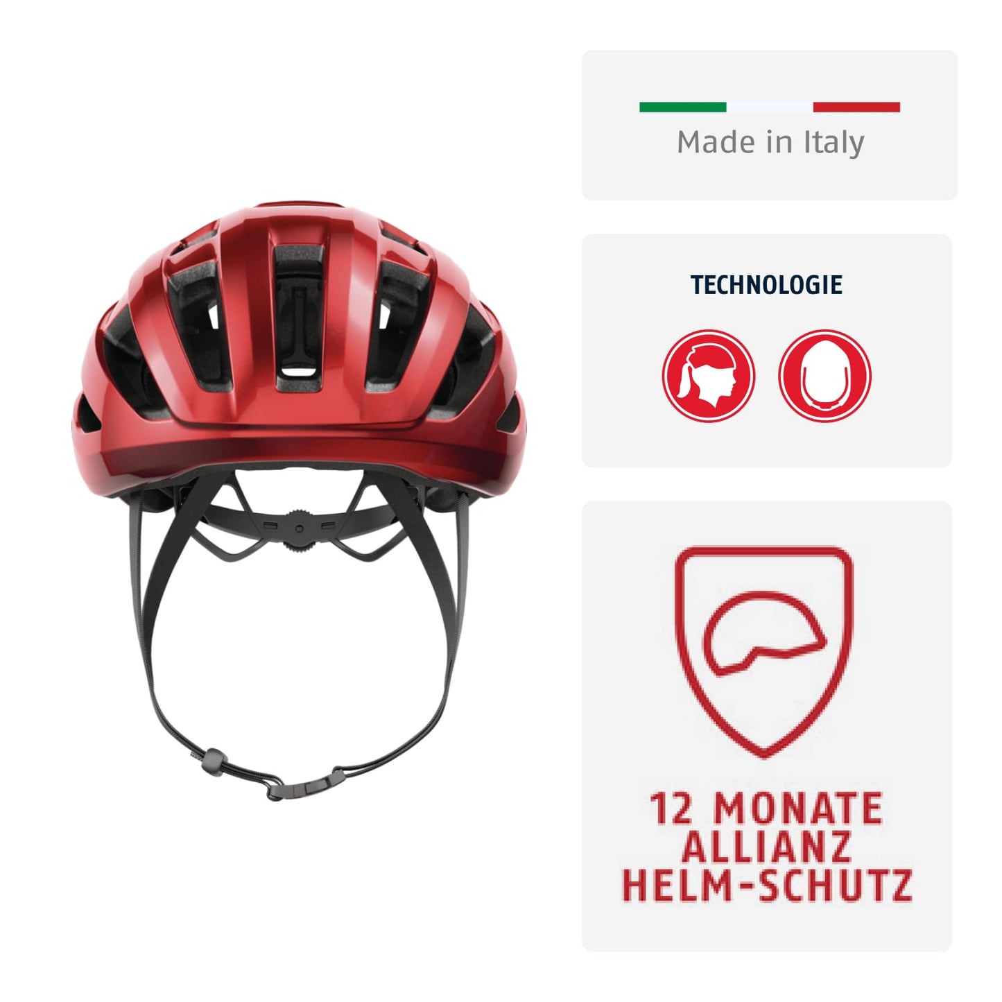 ABUS road bike helmet PowerDome MIPS - lightweight helmet with smart ventilation system and impact protection - Made in Italy - for men and women - Red, Size S