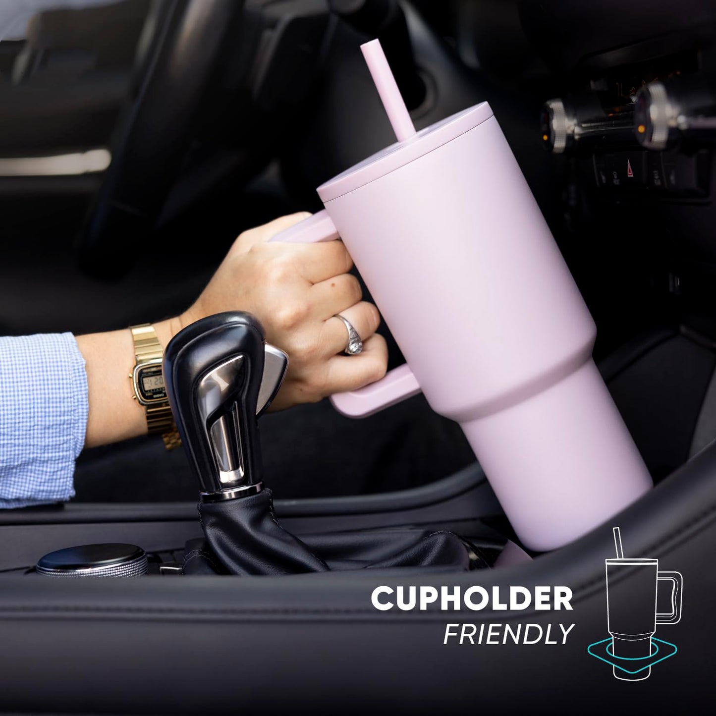 Simple Modern Thermo Cup with Straw and Handle | Insulated Stainless Steel Drinking Cup Iced Coffee Travel Mug | Gifts for Women and Men | Trek | 890ml | Raspberry Vibes
