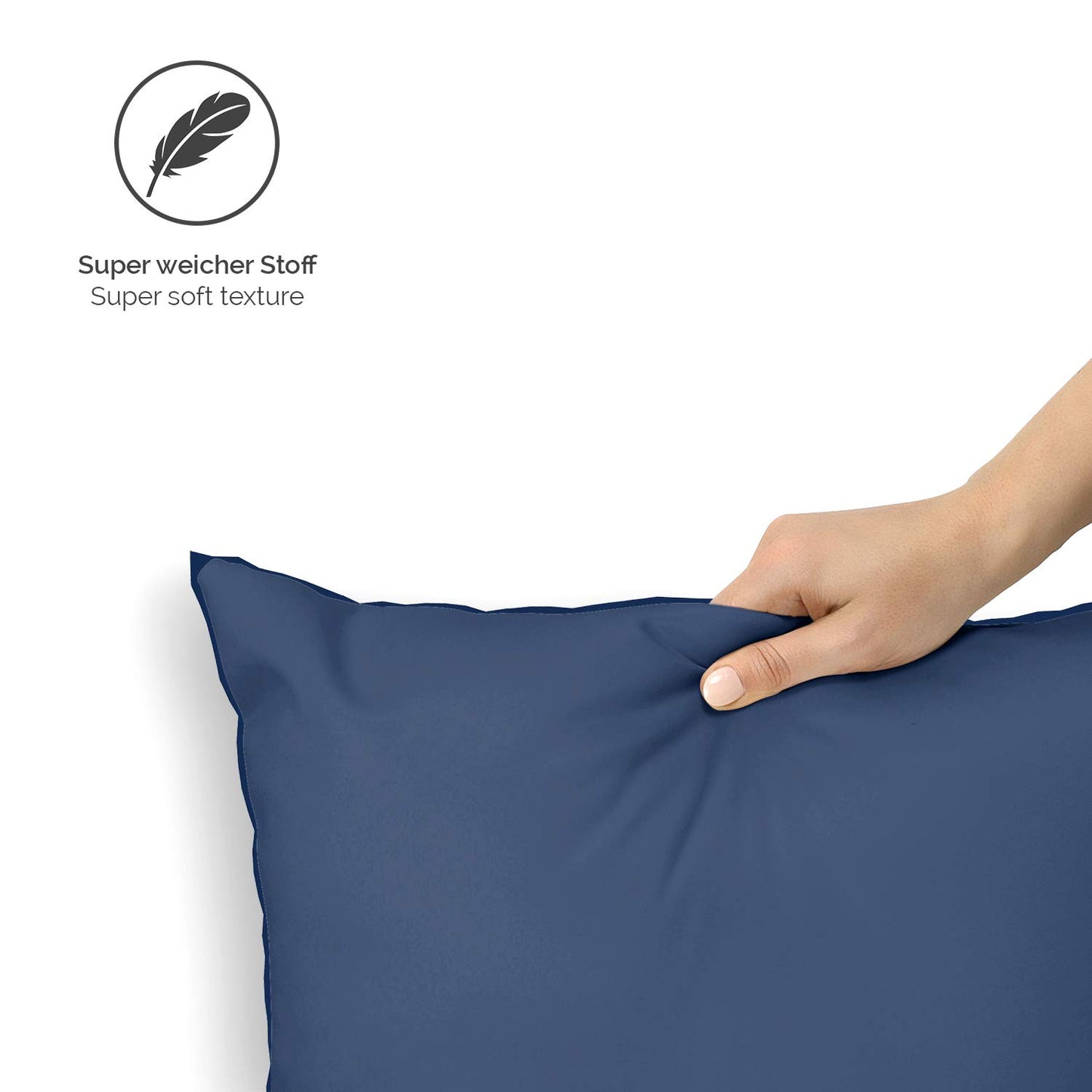 Alreya 2-pack Mako Satin pillowcase 50 x 75 cm - 100% cotton with YKK zipper, super soft pillowcase 50x75, cushion cover, Oeko-TEX® Standard certified, Blue, pillowcase only