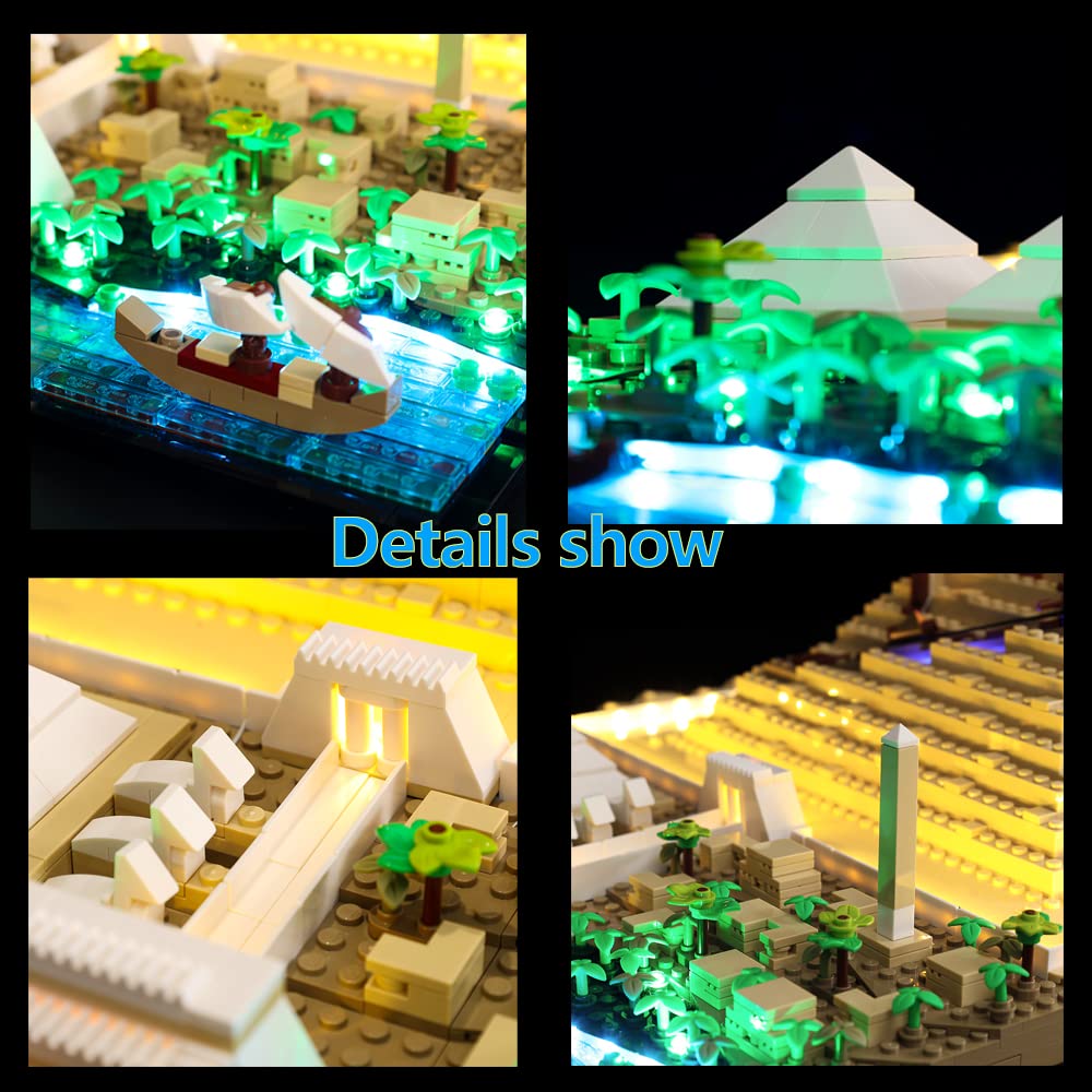 Kyglaring LED lighting kit for Lego Great Pyramid of Giza 21058 (no model) Architecture Landmark Collection model building set - without Lego set (Classic Version)