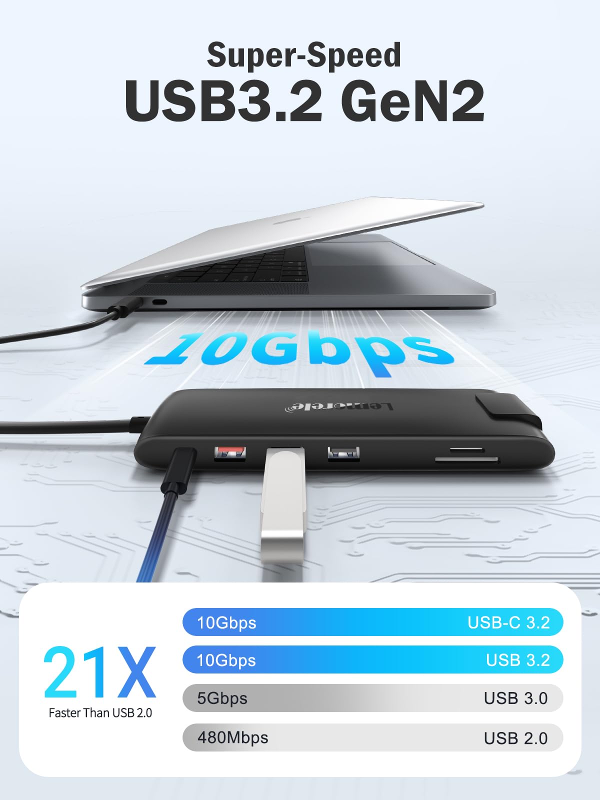 2025 upgrade Lemorele docking station USB C/A 10Gbps 3*Display- 14 in 1, USB C dock 2 HDMI adapter 4K, Ethernet, 4 USB 3.2/2.0, VGA, Type-C 3.1, PD 100W, audio, SD/TF, for Windows, MacBook