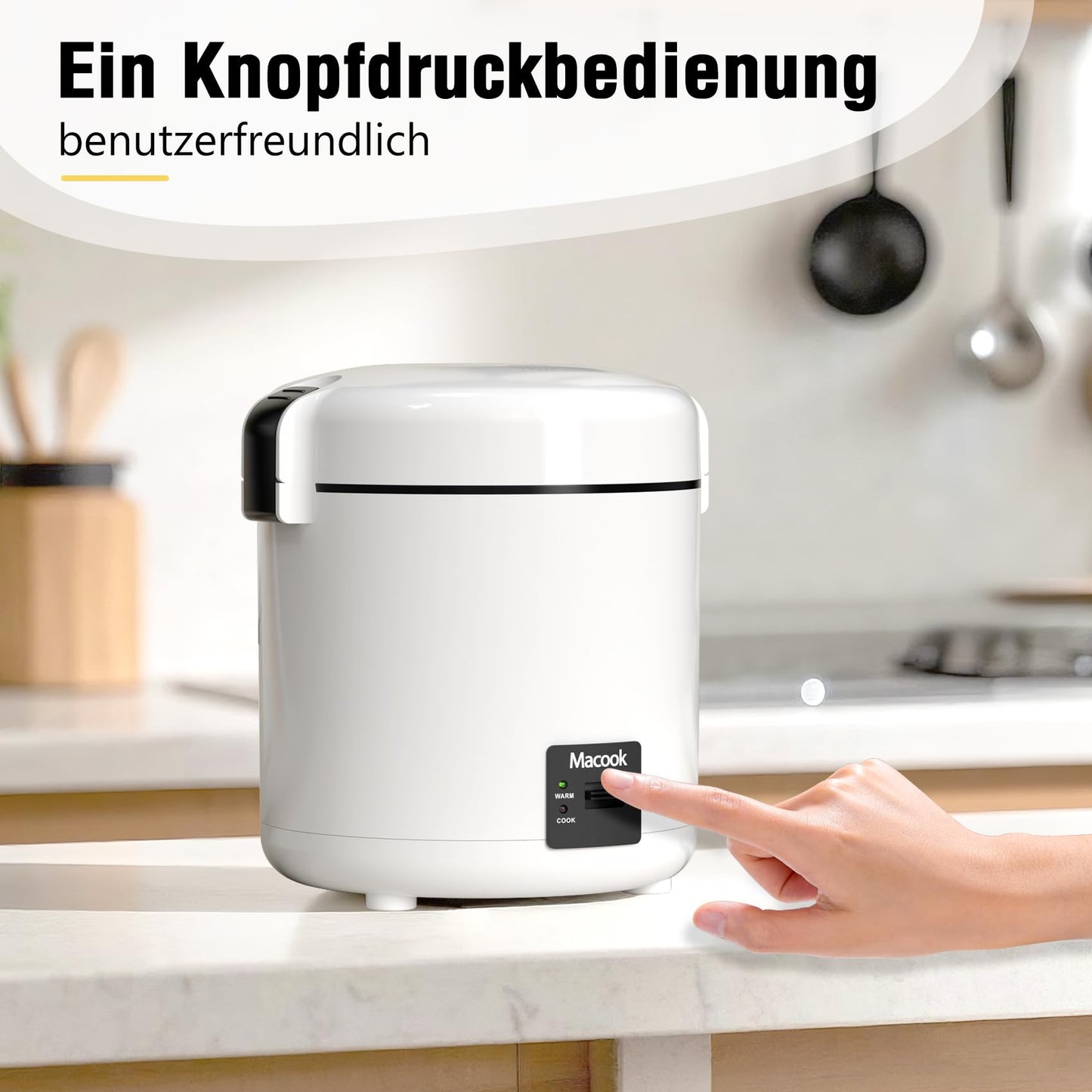 Small rice cooker & bento box for 1-2 people, (0.3 liter, 1.5 cups), mini rice cooker with removable pot with non-stick coating, one touch & keep warm function, 200 watts (black)