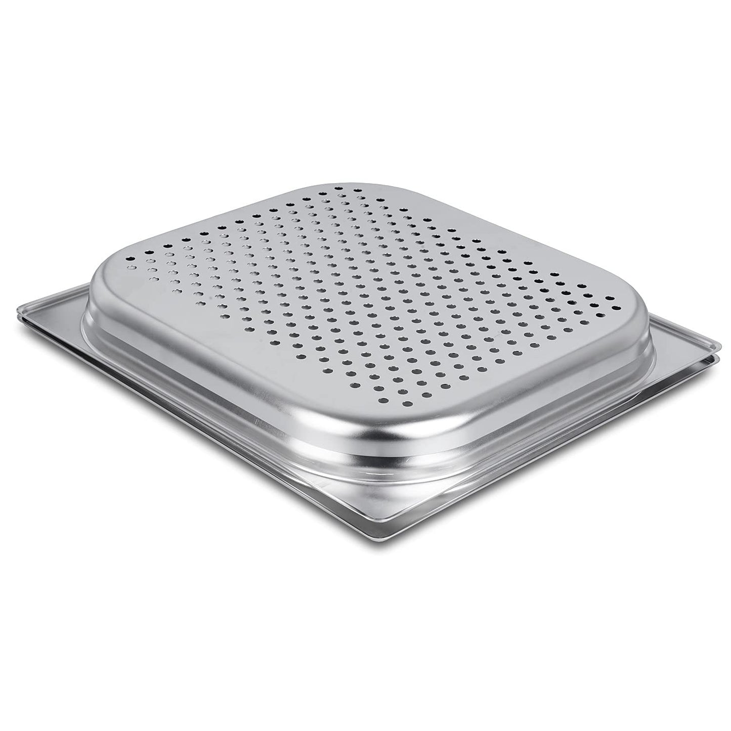 jokobela 2-piece GN container set :: 1x perforated / 1x non-perforated :: suitable for Gaggenau, Miele, and Siemens steam ovens (stainless steel, dishwasher safe, GN 2/3, W 32.5 x L 35.4 x 40mm deep)