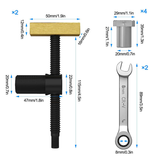 2 pieces workbench vice accessory clamp, 4 pieces positioning clamping elements vice, workbench hold-down 20mm hole for woodworking, desk clip, quick fixed clamp (black)