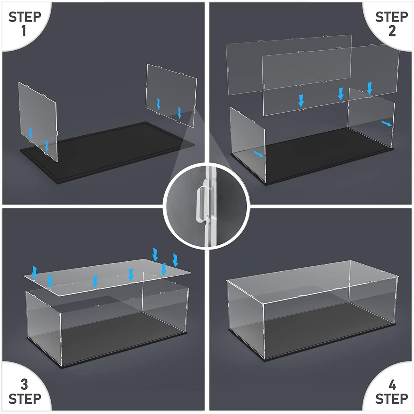 Acrylic display case for Lego 75337 at-TE Walker 75389 75394 75354, glass showcase acrylic box transparent large for figures toys, black interior 50x40x20cm.
