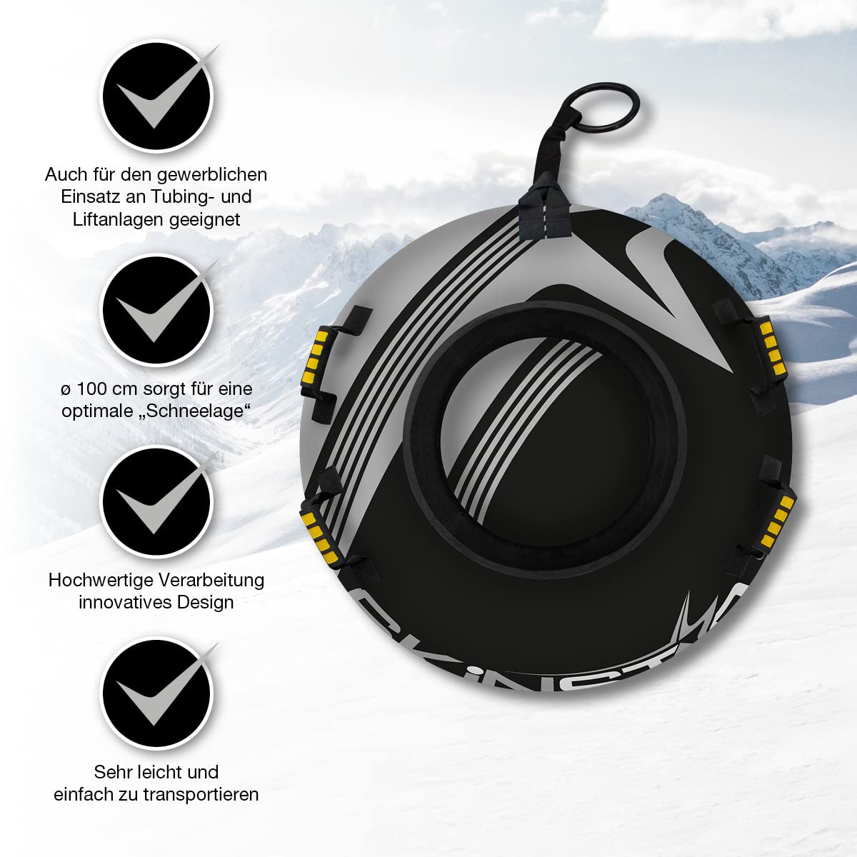 SkinStar Professional Snow Tube Sled Bob Rodel Tire Snow Tire Slide Tire Ø100cm