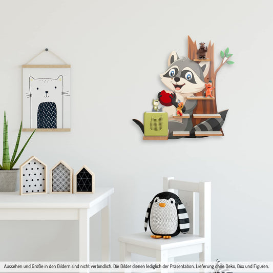 "Washbear" shelf suitable for Toniebox and Tonies including 40 metal plates for flexible attachment of the Tonie figures.