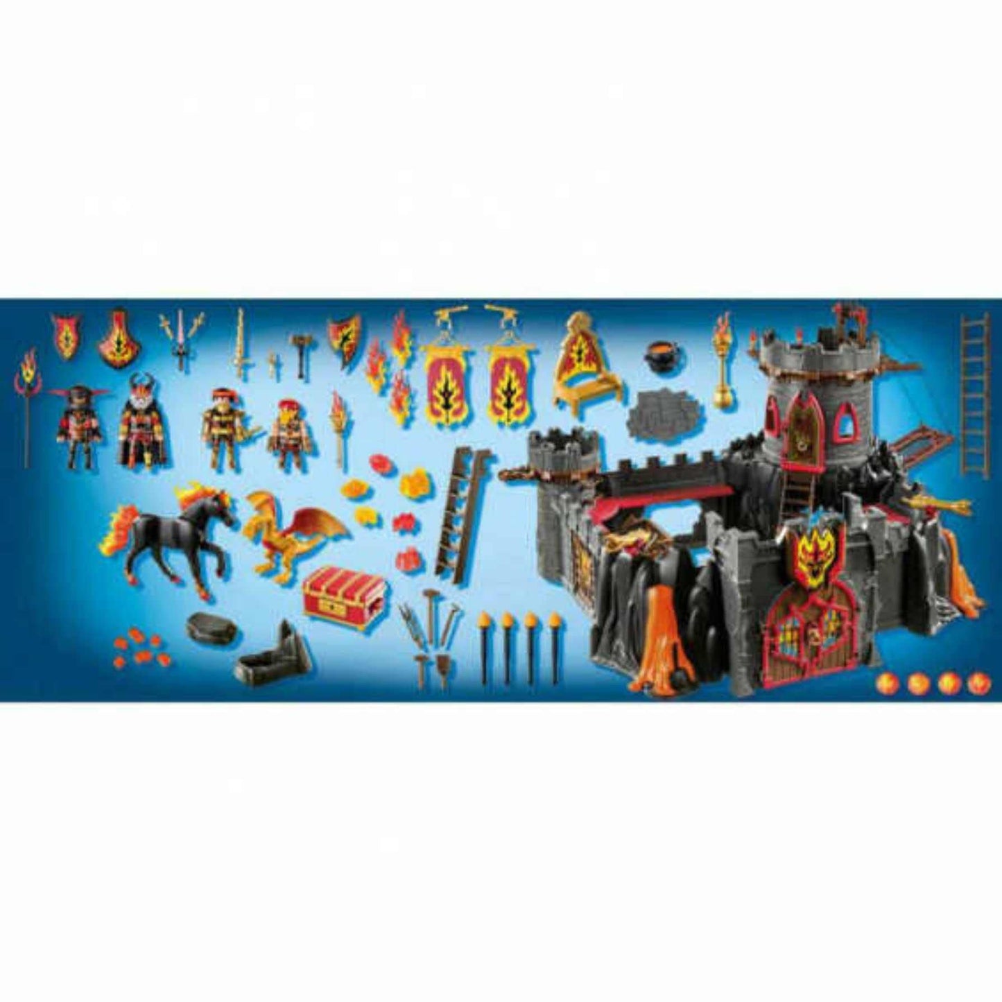 PLAYMOBIL Novelmore 70221 Burnham Raiders Fortress with working cannons and fireball release, wall breach, and dragon cage, for ages 4 and up.