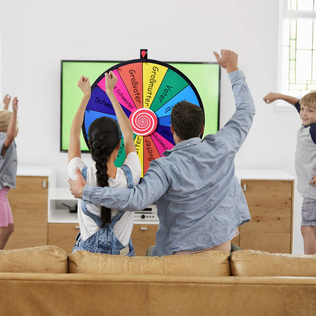 GOPLUS 24 Inch Prize Wheel, Spin Wheel for Lottery & Word Games with Marker & Eraser, Tabletop Game for Carnivals, Parties & Trade Shows, reusable Spinning Wheel (24").