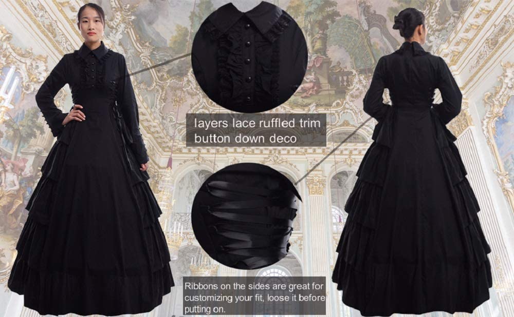 GRACEART Women's Gothic Victorian Dress Renaissance Maxi Costume (M)