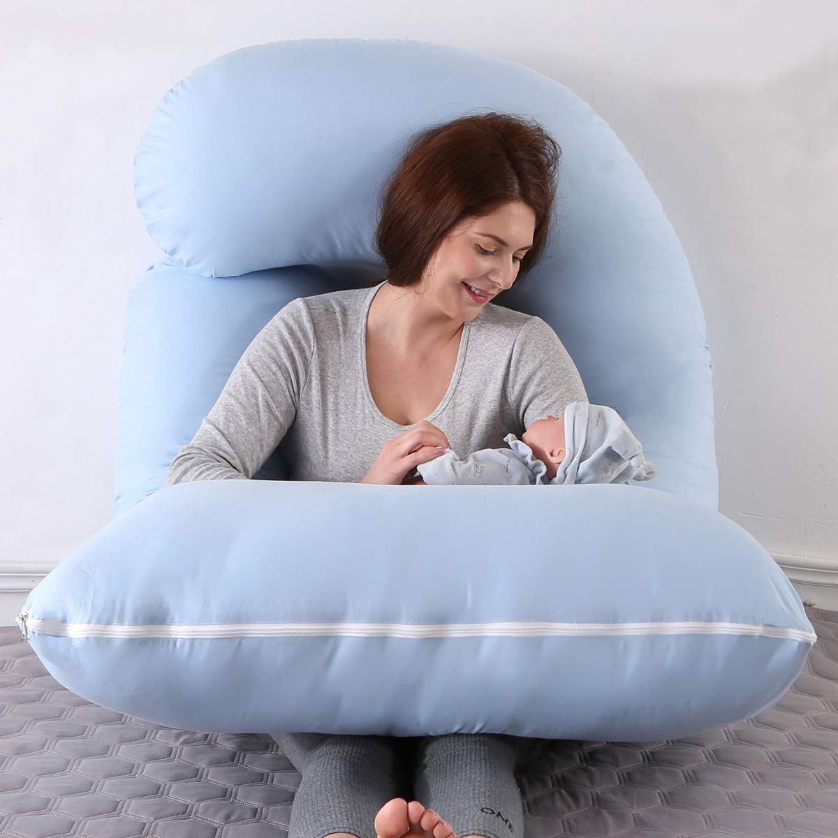 SHANNA Pregnancy Pillow Side Sleeper Pillow Nursing Pillow U Shaped XXL Support Pillow 70 * 145CM Large Body Pillow with Removable and Washable Cover, U-Shape Pregnancy Body Pillow