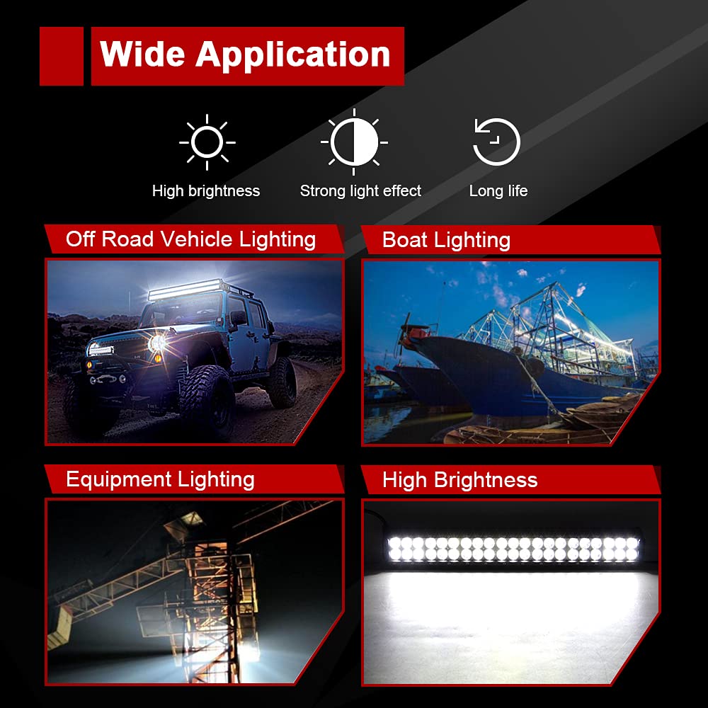 Willpower LED Headlight Offroad 12inch 72W LED Work Light 12V Spotlight Floodlight Combo Waterproof IP67 Additional Light Tractor Truck Auto SUV UTV ATV Reflector Reverse Light