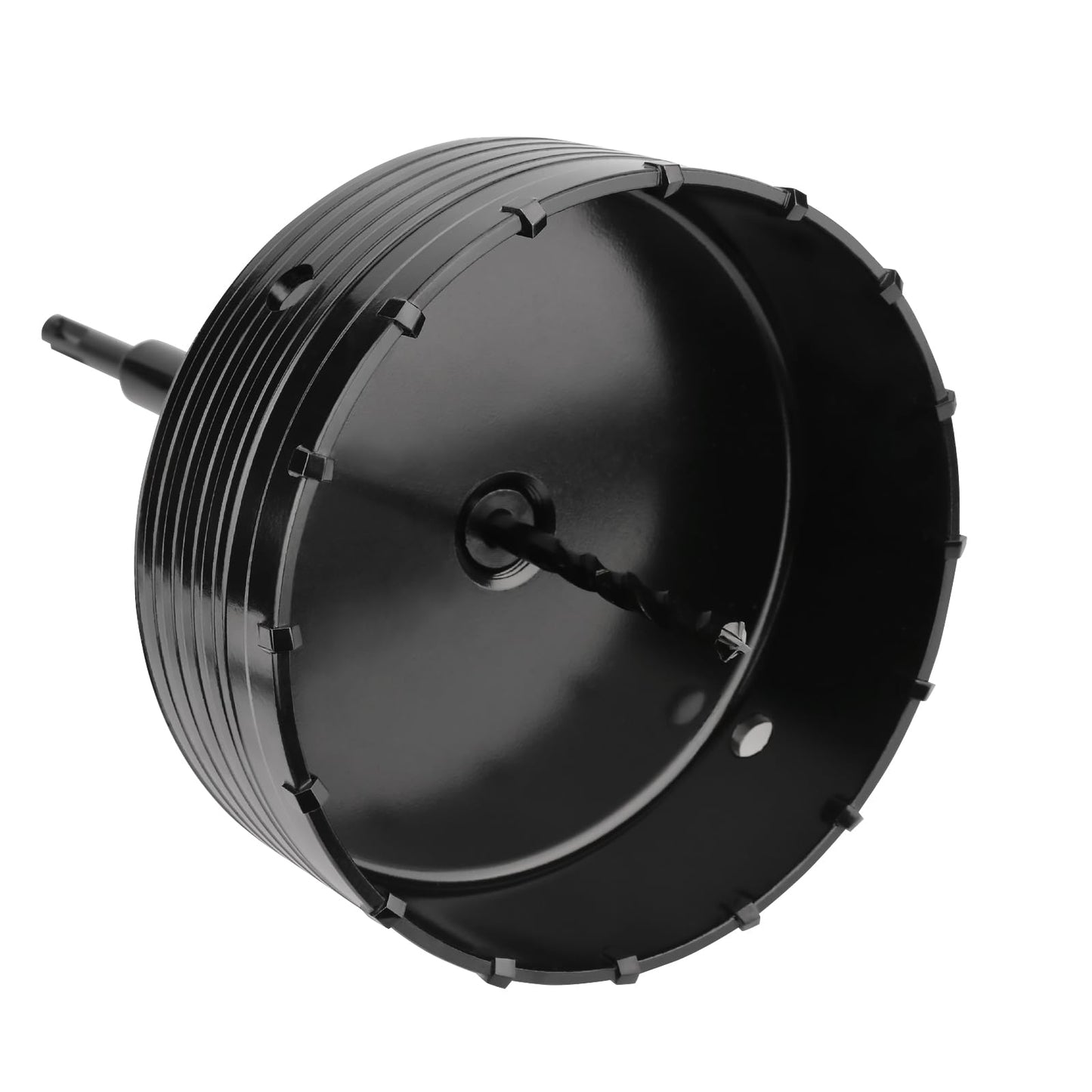 160mm carbide tipped hole saw (XXL teeth) black set including 220mm SDS plus extension and 4-cutter pilot drill 8x110mm, wall hole saw drill for masonry and concrete.