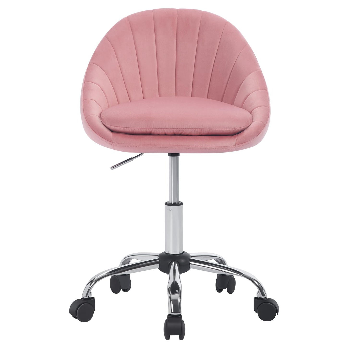 WOLTU home office chair, ergonomic office chair, swivel vanity chair, swivel chair with casters, desk chair with 150 kg weight capacity, for study bedroom, velvet, pink, BS167rs
