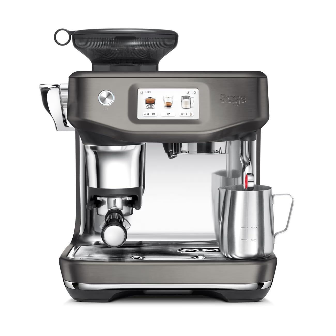 Sage - The Barista Touch Impress - coffee machine with automatic milk frothing, built-in grinder & Cold Brew function - Intelligent dosing, assisted tamping - Black stainless steel