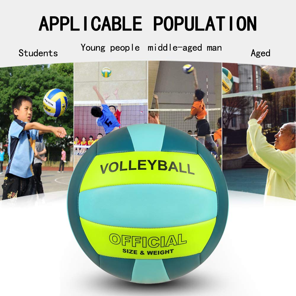 PECOGO Volleyball Size 5 PU Leather Soft Indoor Outdoor Volleyballs Sports Training Game Ball for Beginners, Teens, Adults, 8.2