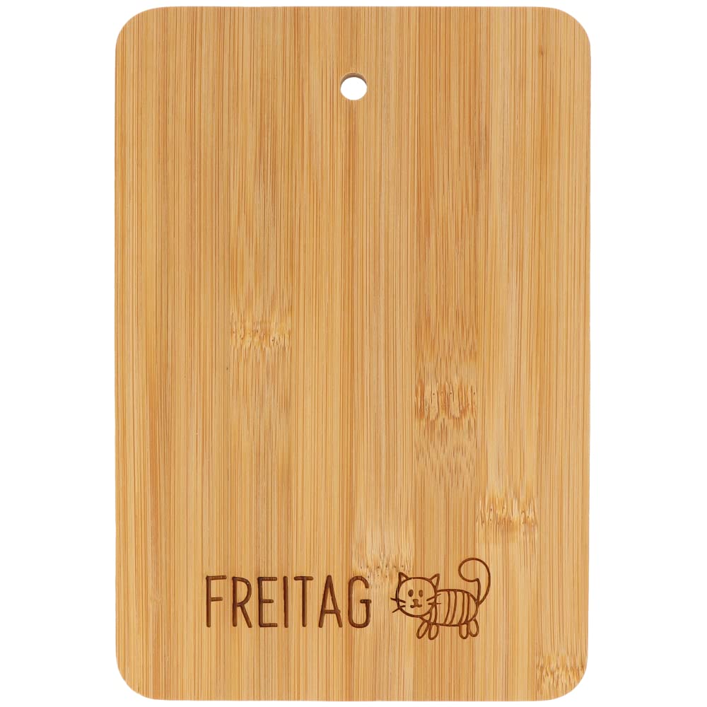 Ready to use | Set of 6 bamboo breakfast boards with stand | Wooden board stand with breakfast boards | Cutting board set "Days of the Week - Kids" | Funny kitchen accessory