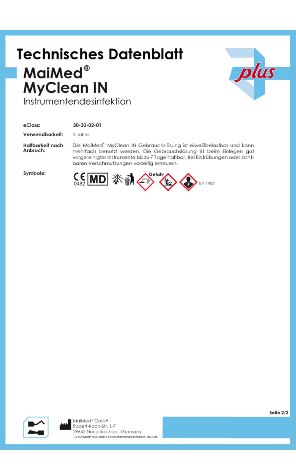 Maimed - MyClean IN ultrasonic cleaner sterilizer for instruments in ultrasound bath 1l concentrate