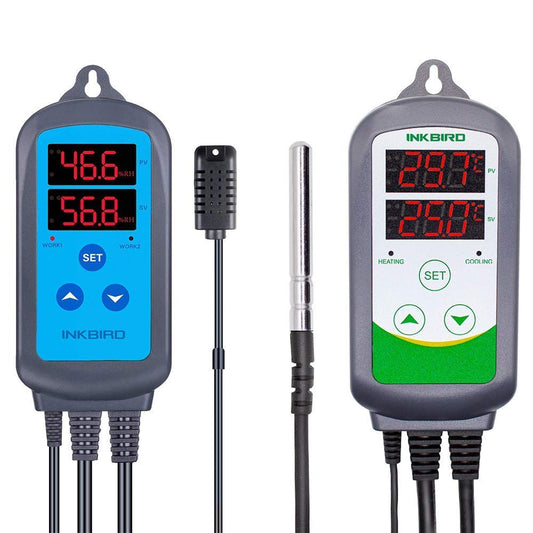 Inkbird Combination Set IHC-200 Humidity Controller ITC-308 Digital Two-Stage Temperature Controller for Heating Cooling