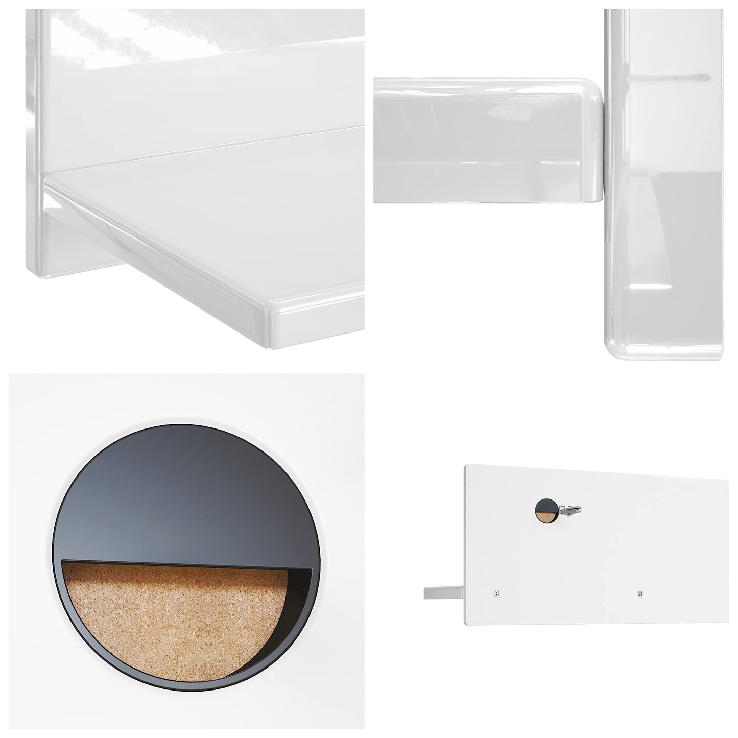 Vladon wall shelf Skadu, Made in Germany, floating shelf with practical storage, black high gloss (97.5 x 18.5 x 18.5 cm)