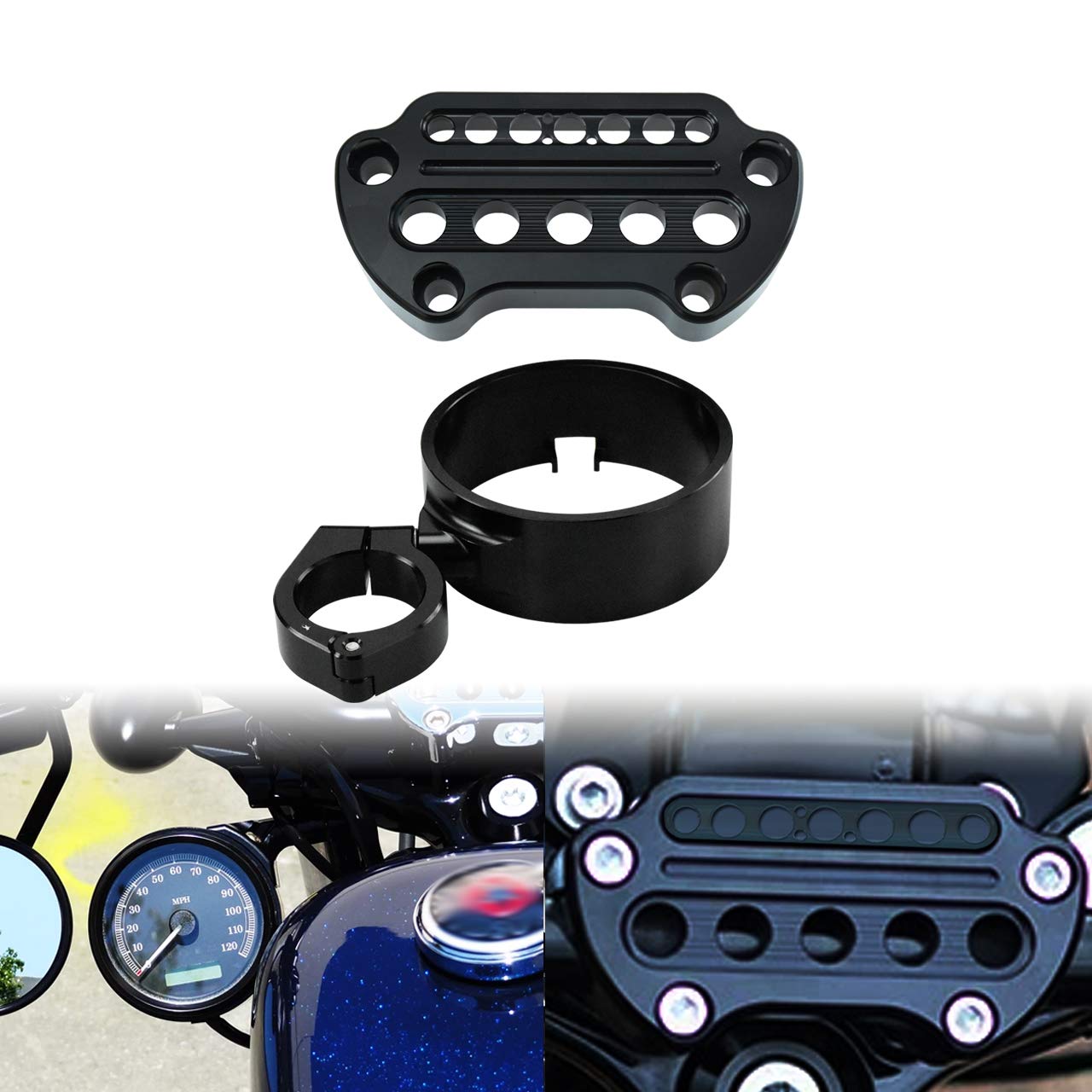 HDBUBALUS Tachometer Bracket Turn Signal Handlebar Clamp Fits Harley Sportster XL883 1200 1993-2020