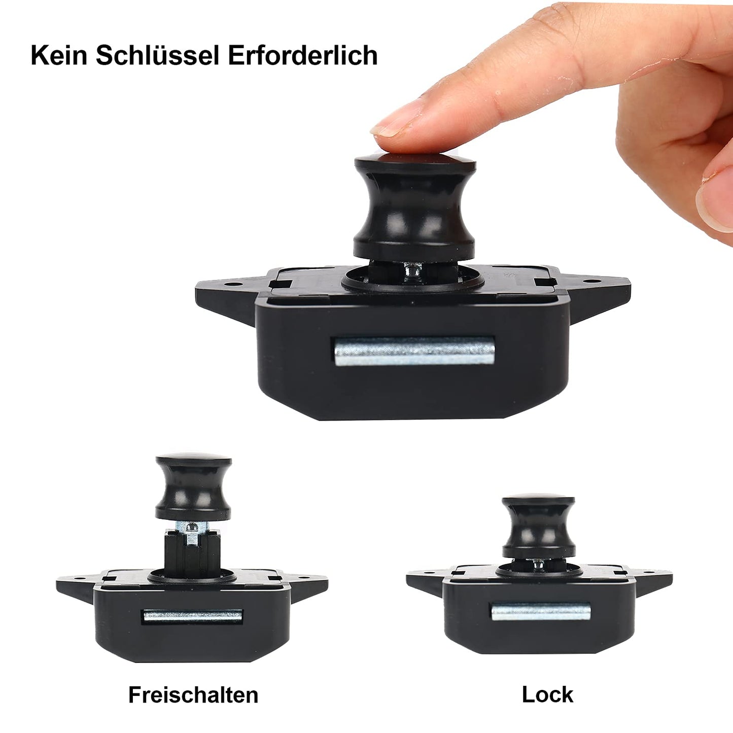 10 pieces Push Button Catch Door Lock for RV Cabinet, Large Cabinet Lock Catch Cupboard Door Lock Furniture Lock Button Catch Lock for Motorhome Caravan Van RV Camper (Black)