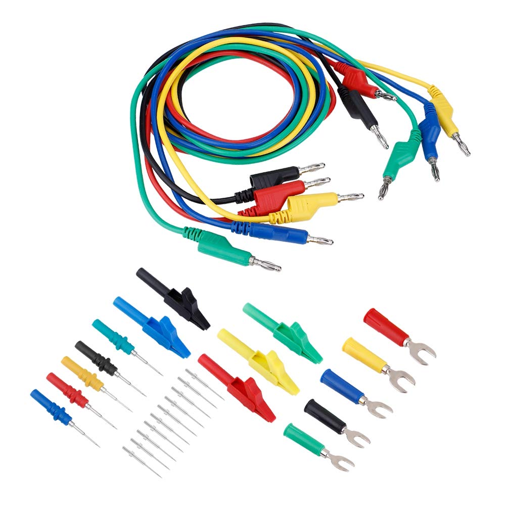 4mm banana plug test lead set P1036B with alligator clips, U probes for multimeter testing.