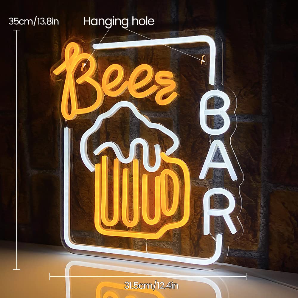PILYONDE Beer Neon Sign Bar Decor Party Accessories, LED Decorative Light, Beer Neon Sign Lighting, Festive Restaurant Wall Decor, Beer Gifts for Men