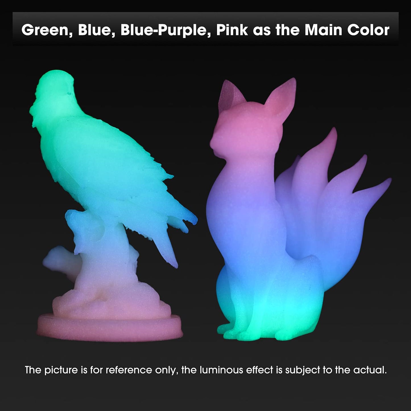 eSUN PLA Glow in the Dark 3D Printer Filament, Glow in the Dark Rainbow Filament 1.75mm, 1kg spool (2.2 LBS) 3D Printing Filament for 3D Printers, Glow in the Dark Rainbow Multicolor.